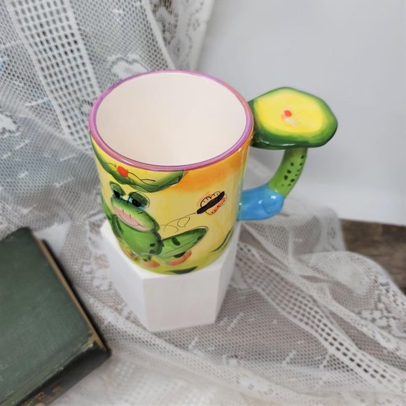 Frog Coffee Mug Lilly Pad Handle Tea Cup - Picture 5 of 8
